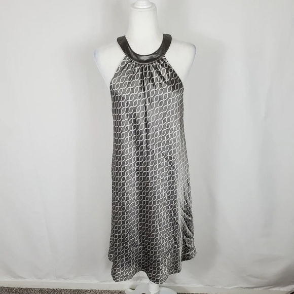 INC International Concepts Silk Gray Print Sleeveless Midi Shift Dress Womens 14 - Picture 1 of 8